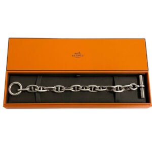 HERMES bracelet Silver925 Silver 13 frames Chene Dunkle TGM mens Used | AlmaBagz