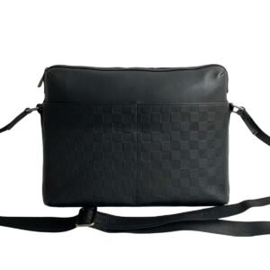 LOUIS VUITTON Shoulder Bag leather black Damier Anfini Calypso MM | AlmaBagz