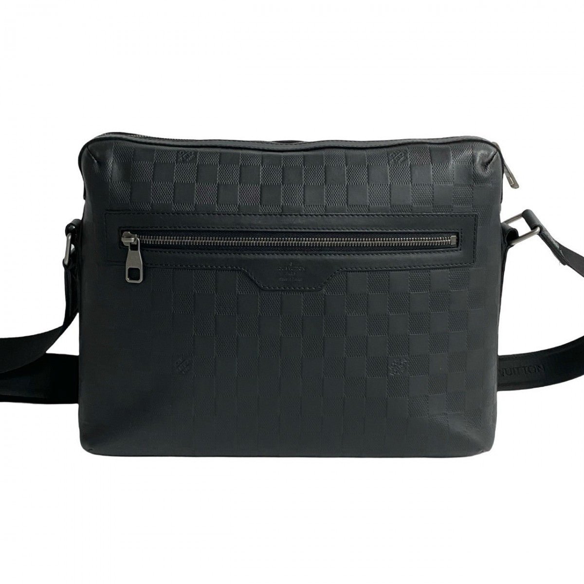 LOUIS VUITTON Shoulder Bag leather black Damier Anfini Calypso MM | AlmaBagz - Image 4