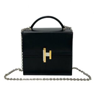 HERMES Shoulder Bag Box scarf black cinematic | AlmaBagz