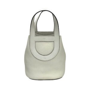 HERMES Handbag Taurillon Clemence white in the loop 18 | AlmaBagz