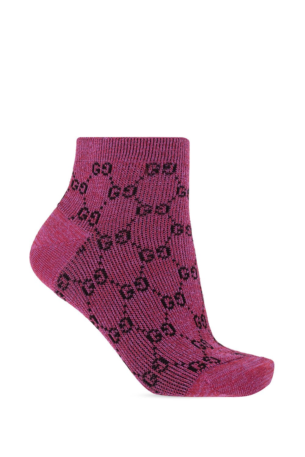 Gucci Ankle Socks in Fuschia Lamé Interlocking GG Black | AlmaBagz - Image 4