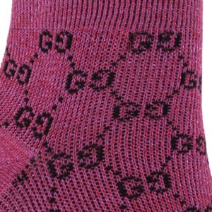 Gucci Ankle Socks in Fuschia Lamé Interlocking GG Black | AlmaBagz