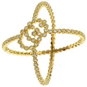 GUCCI Ring 18K Yellow Gold gold GG Running x Diamond #9 Women Used | AlmaBagz