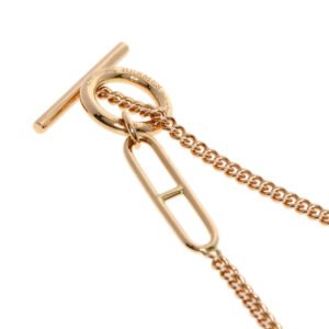 HERMES Necklace 18K Pink Gold Silver Chaine d'Ancre Echapp Long Women Used | AlmaBagz