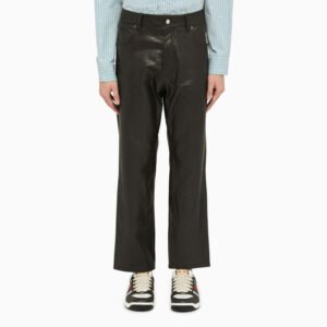 Gucci Black Leather Five-Pocket Trousers Men | AlmaBagz