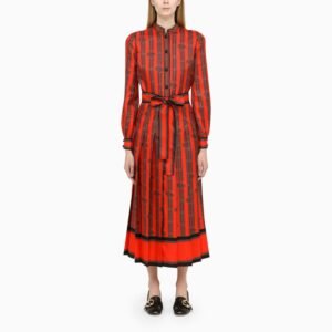 Gucci Orange Printed Silk Chemisier Women | AlmaBagz
