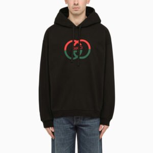 Gucci Black Cotton Sweatshirt With Logo Men | AlmaBagz