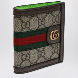 Gucci Ophidia Gg Wallet Beige/Ebony/Shiny Green Men | AlmaBagz