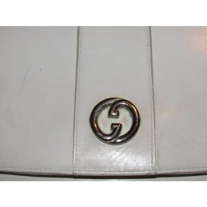 Gucci Vintage White With Chrome Accents Leather Shoulder Bag | AlmaBagz