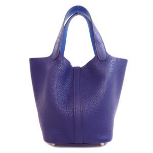 HERMES Handbag Taurillon Clemence Navy Picotin Lock Eclat PM SilverMetal Women Used | AlmaBagz