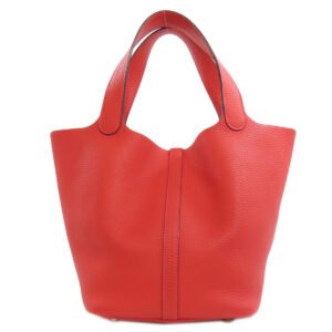 HERMES Handbag Taurillon Clemence Red Picotin Lock MM SilverMetal | AlmaBagz