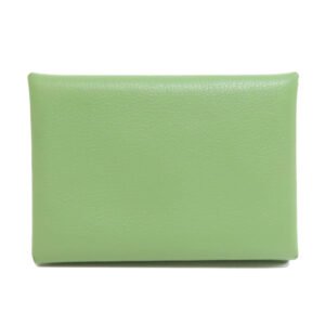 HERMES Coin case Evercolor green Calvi duo | AlmaBagz