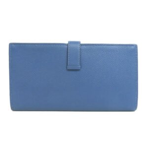 HERMES Long Wallet Purse Epsom blue Bearn Soufflet Gold Metal | AlmaBagz