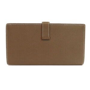 HERMES Long Wallet Purse Epsom beige Bearn soufflet etope SilverMetal | AlmaBagz