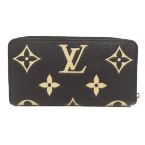 LOUIS VUITTON Long Wallet Purse M80481 Ann Platt black Zippy wallet bicolor | AlmaBagz
