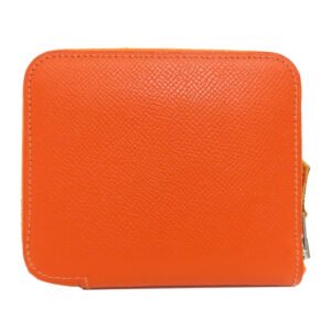 HERMES Coin case Epsom Orange Azap Silkin Compact SilverMetal | AlmaBagz