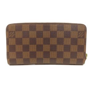 LOUIS VUITTON Long Wallet Purse N60046 Damier canvas Brown Zippy wallet Women Used | AlmaBagz