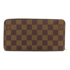 LOUIS VUITTON Long Wallet Purse N60015 Damier canvas Brown Zippy wallet old Women Used | AlmaBagz