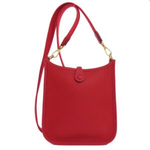 HERMES Shoulder Bag Taurillon Clemence Red Evelyn TPM Gold Metal | AlmaBagz