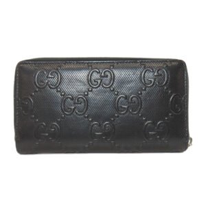 GUCCI Long Wallet Purse 625558 PVC black Zip Around GG Embossed mens Used | AlmaBagz