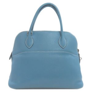 HERMES Handbag Taurillon Clemence blue Bolide 31 Blue Jean SilverMetal | AlmaBagz