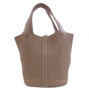 HERMES Handbag Taurillon Clemence beige Picotin Lock PM Etoupe SilverMetal | AlmaBagz