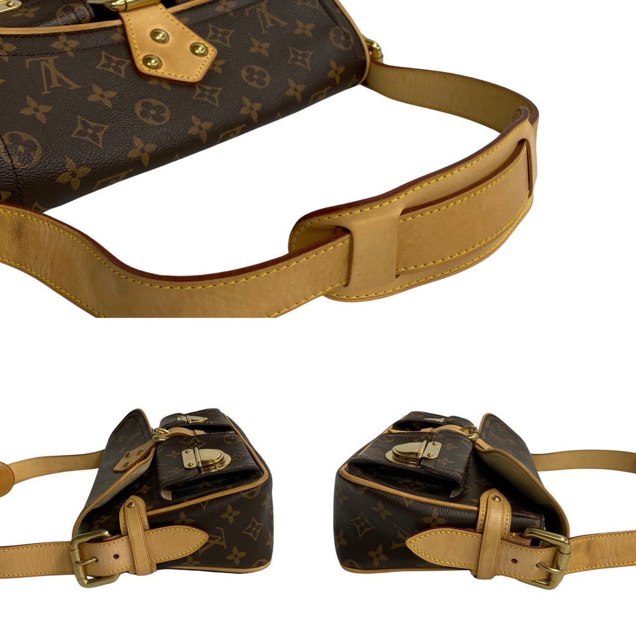 LOUIS VUITTON Shoulder Bag leather Brown Monogram Hudson PM | AlmaBagz - Image 4