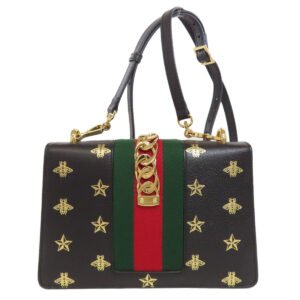 GUCCI Shoulder Bag 524405 Calfskin black Sylvie Bee & Star | AlmaBagz