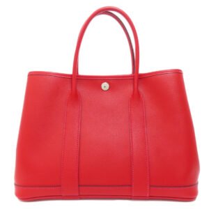 HERMES Handbag Epsom Red Garden Party TPM SilverMetal | AlmaBagz