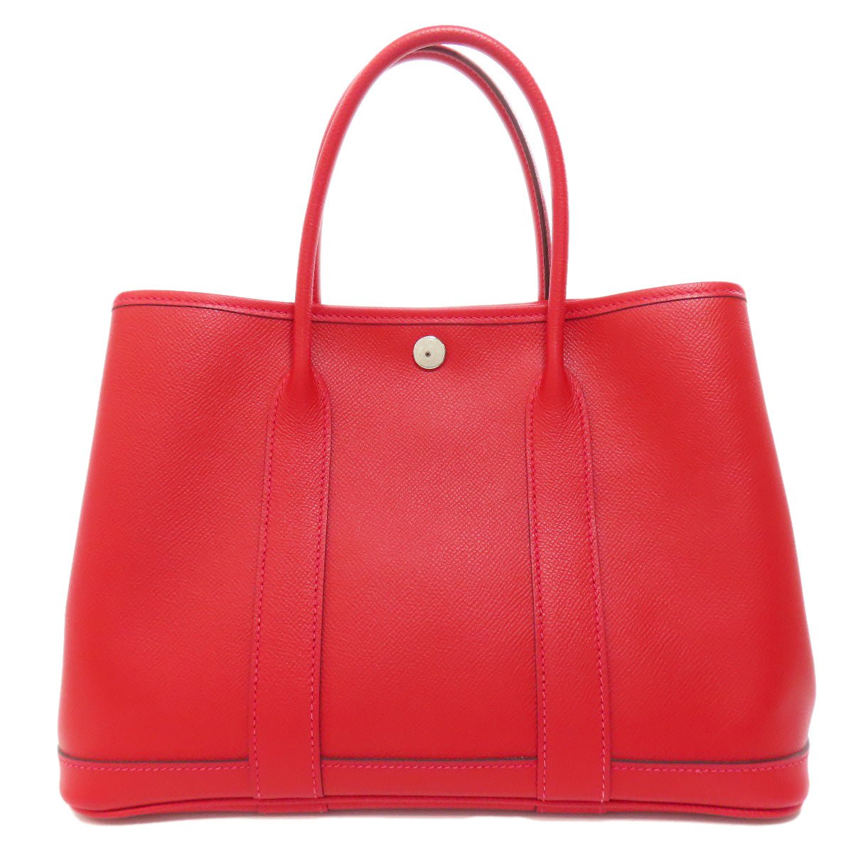 HERMES Handbag Epsom Red Garden Party TPM SilverMetal | AlmaBagz