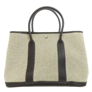 HERMES Tote Bag Towar gray Bolduc Ribbon Garden Party PM SilverMetal | AlmaBagz