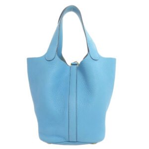 HERMES Handbag Taurillon Clemence blue Picotin Lock PM Gold Metal | AlmaBagz