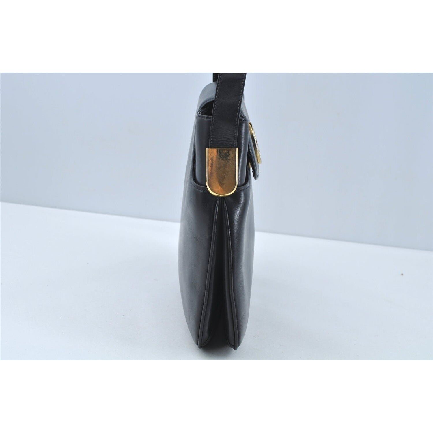 Gucci 1973 navy leather roomy handbag with a gold GG snap | AlmaBagz - Image 10