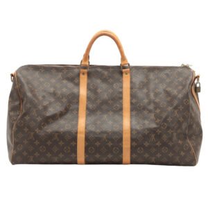 Louis Vuitton Brown Canvas Keepall Bandoulière 60 handbag bag | AlmaBagz