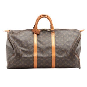 Louis Vuitton Brown Canvas Keepall 55 handbag bag | AlmaBagz