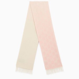 Gucci Ivory/Pink Cashmere Scarf With Logo Women | AlmaBagz
