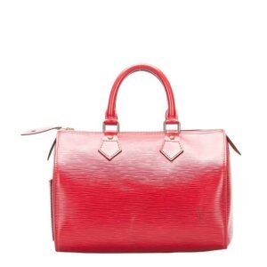 Louis Vuitton Red Leather Speedy 25 handbag bag | AlmaBagz