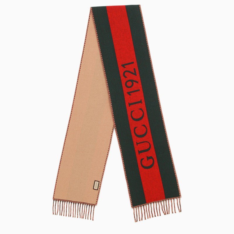 Gucci Scarf With Web Motif In Jacquard Wool Men | AlmaBagz