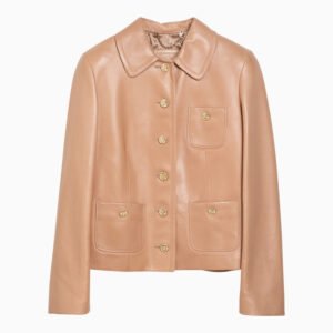 Gucci Light Pink Leather Jacket Women | AlmaBagz