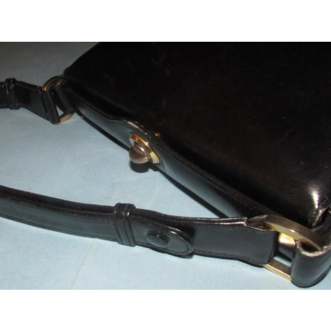 Gucci Vintage Black Glossy Leather Shoulder Bag | AlmaBagz