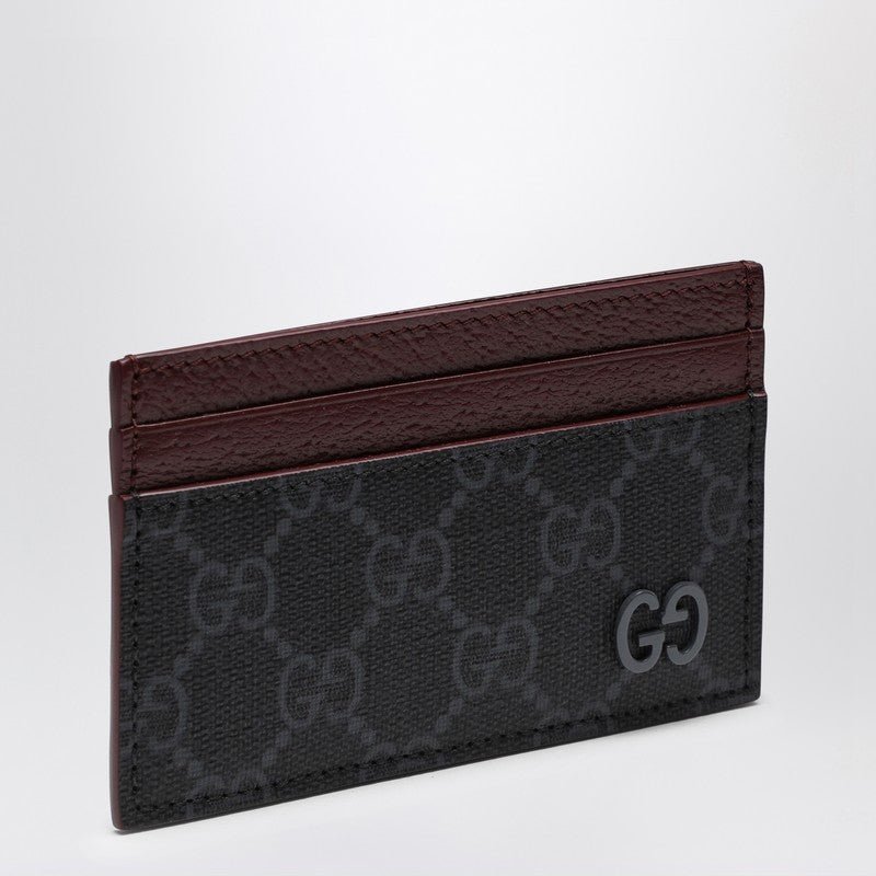 Gucci Gg Supreme Black/Burgundy Fabric Card Holder Men | AlmaBagz