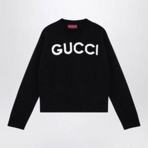 Gucci Black Jumper With Logo Inlay Women | AlmaBagz