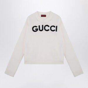 Gucci Ivory Jumper With Logo Inlay Women | AlmaBagz