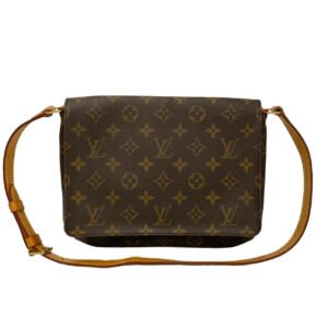 LOUIS VUITTON Shoulder Bag leather Brown Musette tango | AlmaBagz