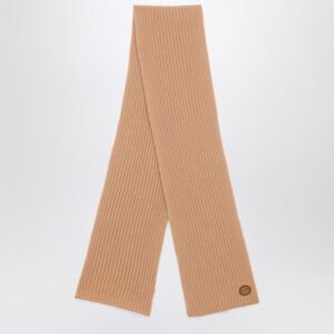 Gucci Camel-Coloured Cashmere Scarf With Logo Women | AlmaBagz