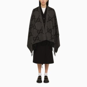 Gucci Grey/Black Reversible Jumbo Cashmere Cape Women | AlmaBagz