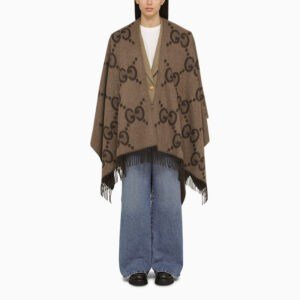 Gucci Beige/Brown Reversible Jumbo Cashmere Cape Women | AlmaBagz