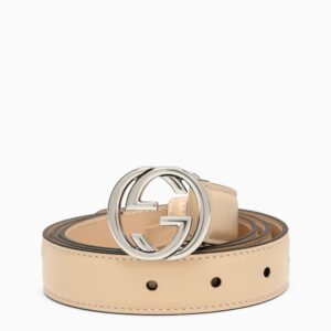 Gucci Light Beige Leather Gg Belt Women | AlmaBagz