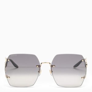 Gucci Gold And Black Hexagonal Sunglasses Women | AlmaBagz